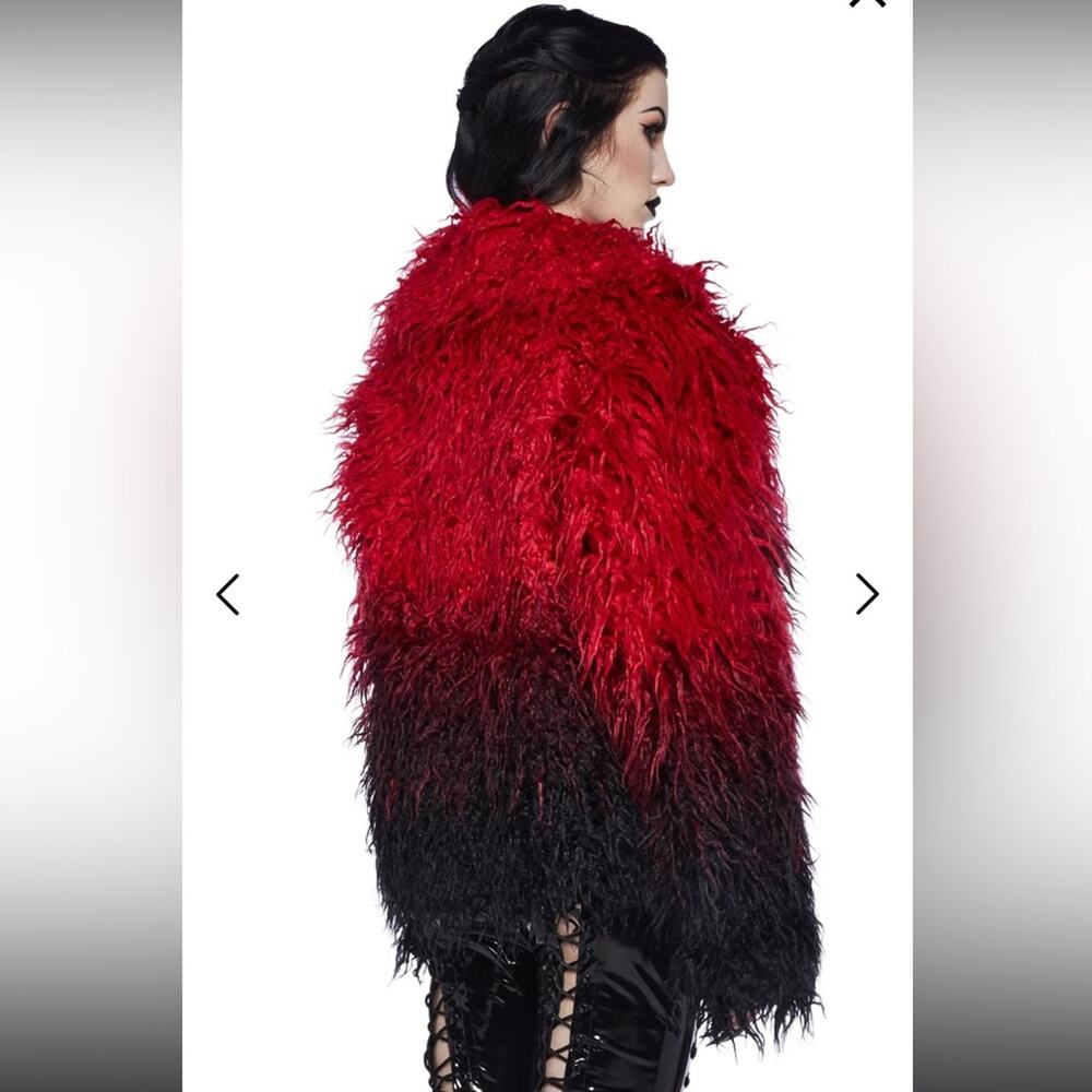 Ombré red black shag jacket - Picture 6 of 12